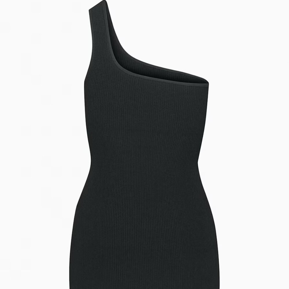 NWOT Babaton Sculpt Knit One-Shoulder Dress in Black - size 2XS
